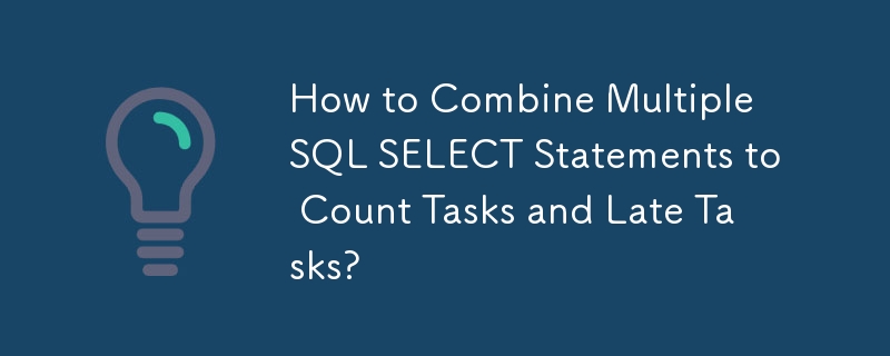 複数の SQL SELECT ステートメントを組み合わせてタスクと遅延タスクをカウントする方法