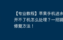 【专业教程】苹果手机进水了开不了机怎么处理？一招搞定修复方法！