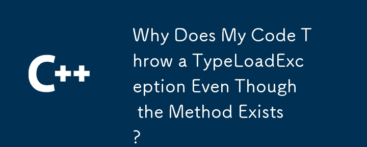 メソッドが存在するにもかかわらず、コードが TypeLoadException をスローするのはなぜですか?