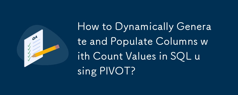 Comment générer et remplir dynamiquement des colonnes avec des valeurs de comptage dans SQL à l'aide de PIVOT??