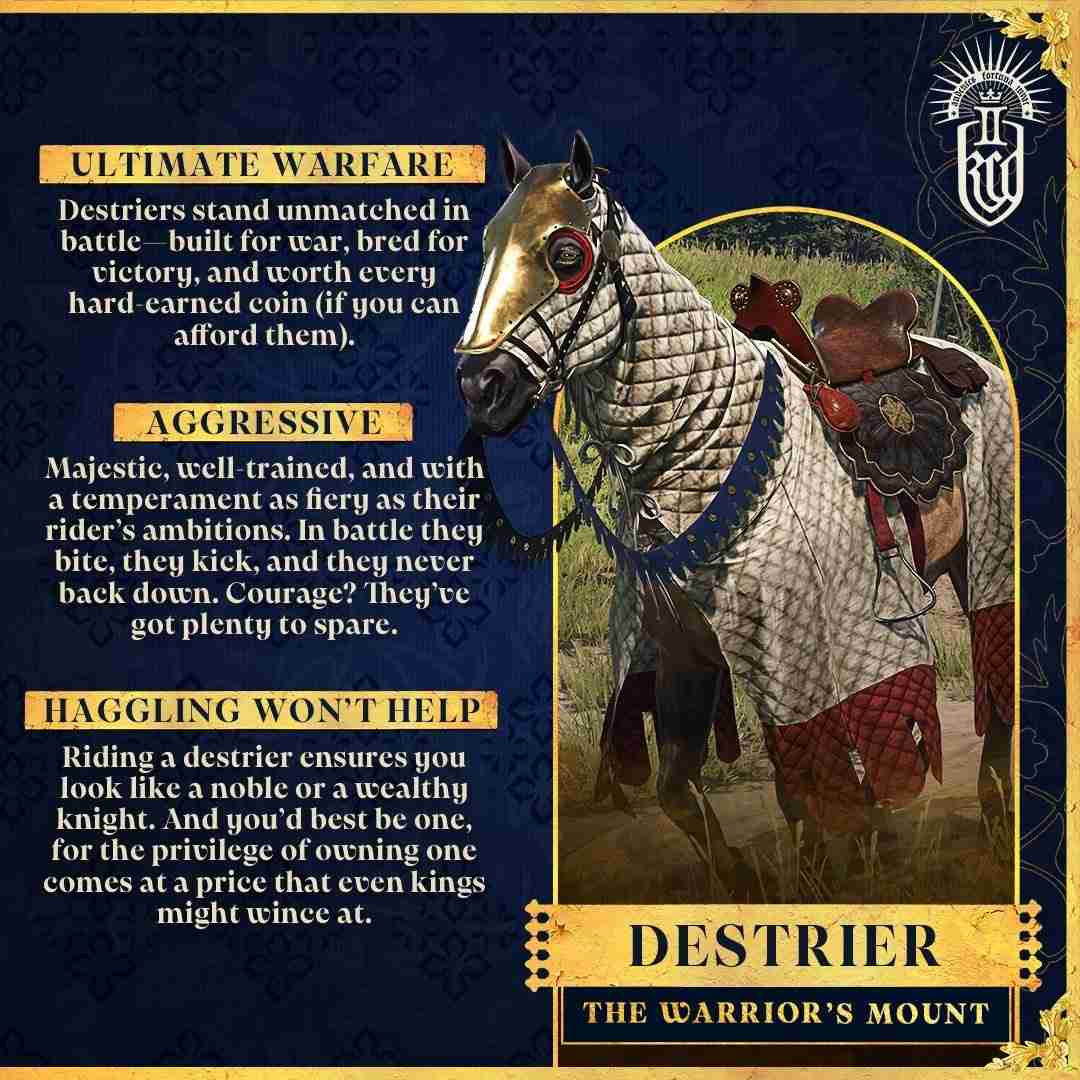 《天国:拯救2》玩家可骑乘的马匹类型 战马最尊贵