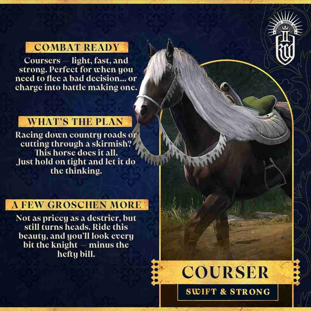 《天国:拯救2》玩家可骑乘的马匹类型 战马最尊贵