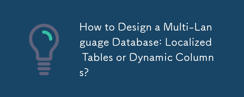 다국어 데이터베이스를 디자인하는 방법: 지역화된 테이블 또는 동적 열?