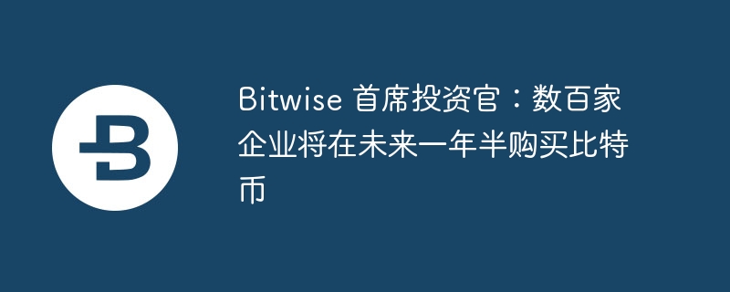 Bitwise 首席投资官:数百家企业将在未来一年半购买比特币
