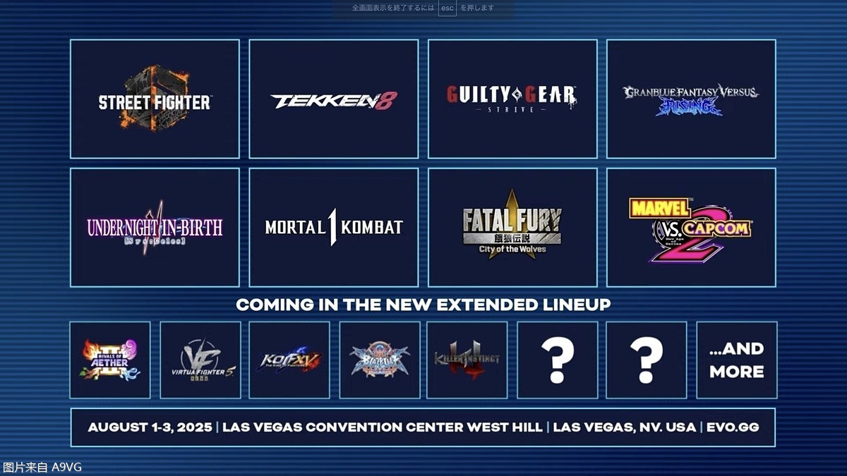 EVO 2025官方比赛项目阵容发表