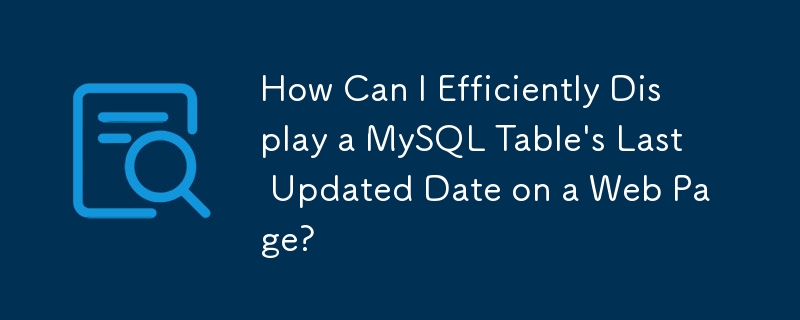 Bagaimanakah Saya Boleh Memaparkan Tarikh Kemas Kini Terakhir Jadual MySQL pada Halaman Web dengan Cekap?