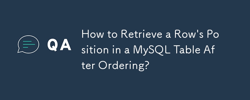 Wie kann ich nach der Bestellung die Position einer Zeile in einer MySQL-Tabelle abrufen?