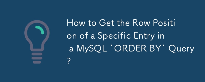 Wie erhalte ich die Zeilenposition eines bestimmten Eintrags in einer MySQL-Abfrage „ORDER BY'?