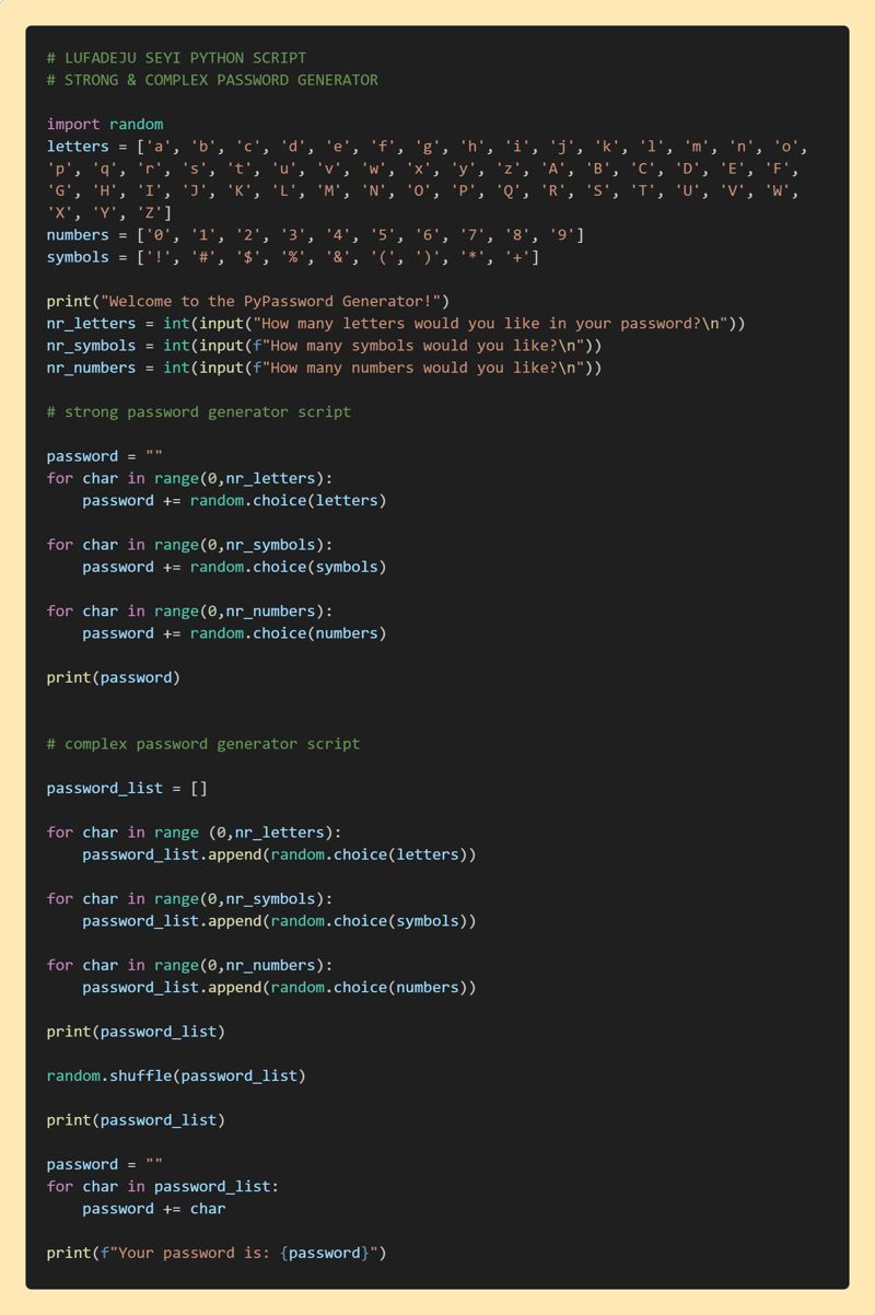 SCRIPT GÉNÉRATEUR DE MOT DE PASSE AVEC PYTHON