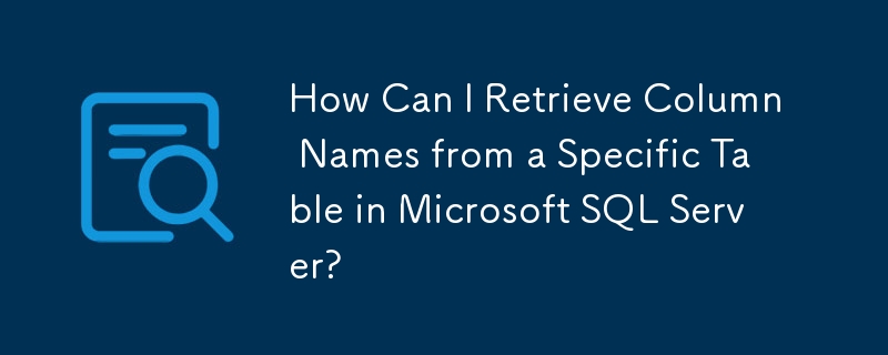 如何从 Microsoft SQL Server 中的特定表中检索列名？