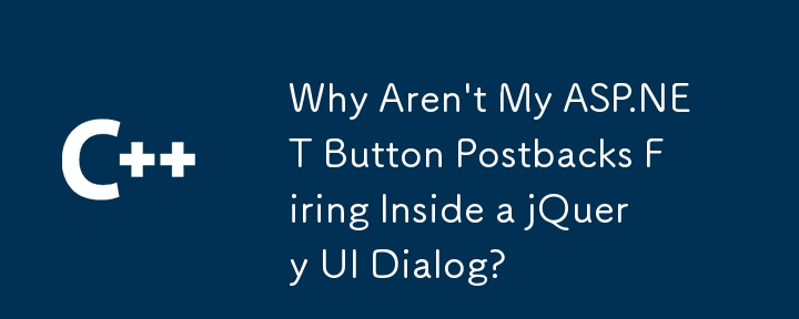 ASP.NET 버튼 포스트백이 jQuery UI 대화 상자 내에서 실행되지 않는 이유는 무엇입니까?