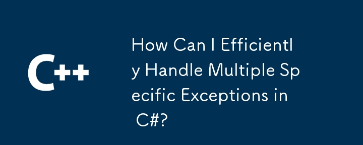 C#에서 여러 특정 예외를 효율적으로 처리하려면 어떻게 해야 합니까?
