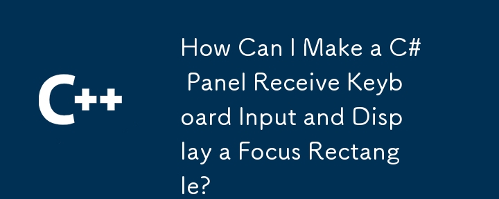 C# 패널이 키보드 입력을 수신하고 초점 사각형을 표시하도록 하려면 어떻게 해야 합니까?