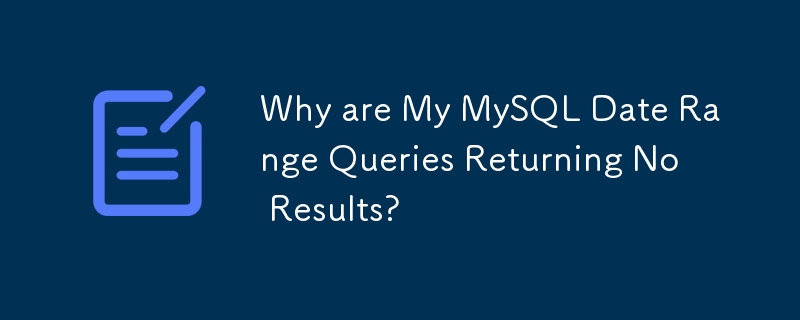 Warum liefern meine MySQL-Datumsbereichsabfragen keine Ergebnisse?