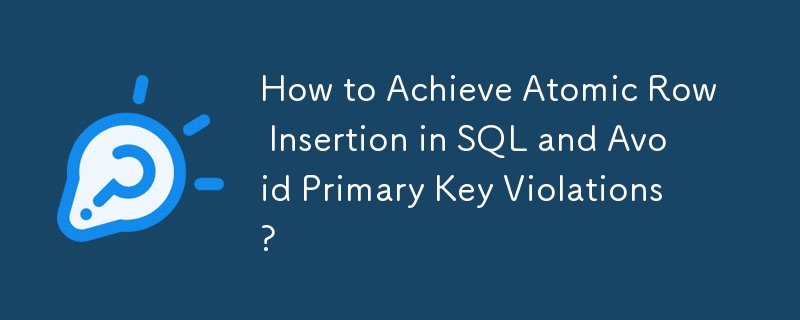 How to Achieve Atomic Row Insertion in SQL and Avoid Primary Key Violations?