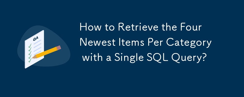 How to Retrieve the Four Newest Items Per Category with a Single SQL Query?