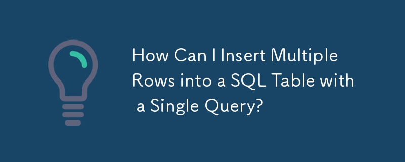 How Can I Insert Multiple Rows into a SQL Table with a Single Query?