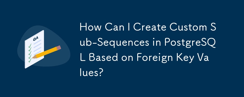 Wie kann ich benutzerdefinierte Untersequenzen in PostgreSQL basierend auf Fremdschlüsselwerten erstellen?