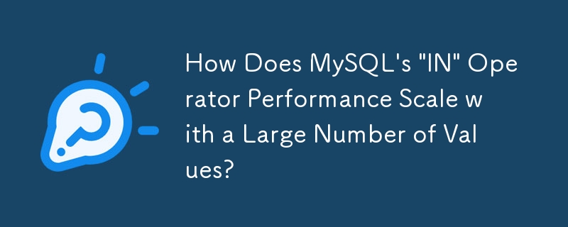 How Does MySQL's 'IN' Operator Performance Scale with a Large Number of Values?