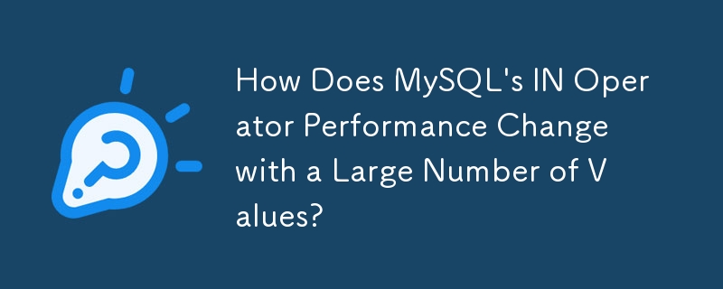 How Does MySQL's IN Operator Performance Change with a Large Number of Values?