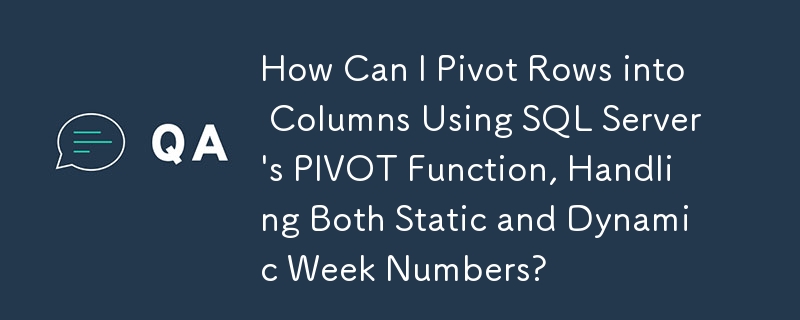 如何使用SQL Server的Pivot函数将行枢轴排入列中，并处理静态和动态周数？