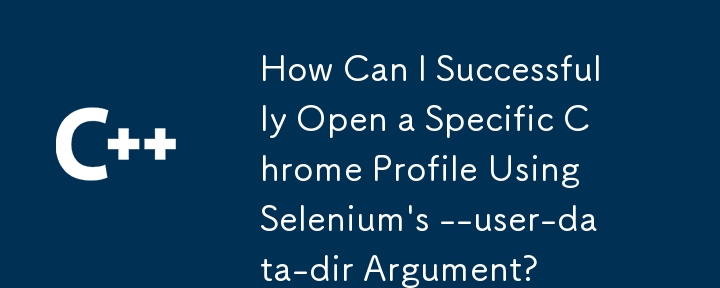 Selenium의 --user-data-dir 인수를 사용하여 특정 Chrome 프로필을 성공적으로 열려면 어떻게 해야 합니까?