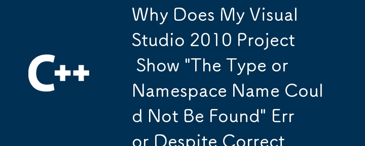 Warum zeigt mein Visual Studio 2010-Projekt trotz korrekter Referenzierung die Fehlermeldung „Der Typ- oder Namespacename konnte nicht gefunden werden' an?