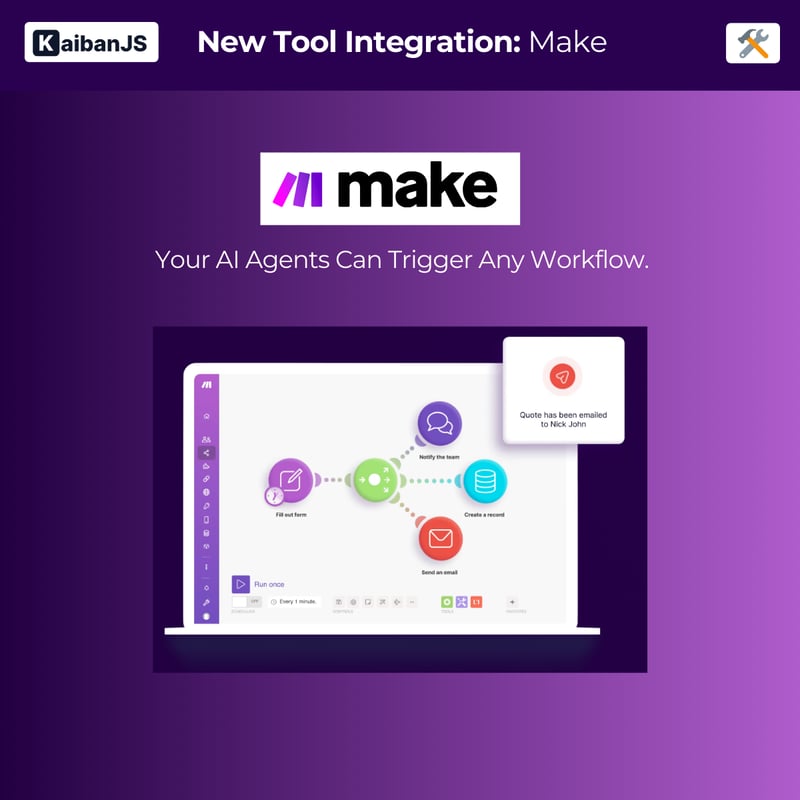 Kaibanjs中使用Make Webhook工具的無縫自動化