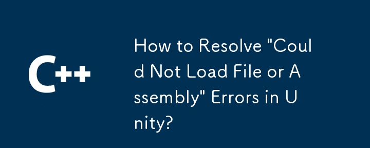 How to Resolve 'Could Not Load File or Assembly' Errors in Unity?