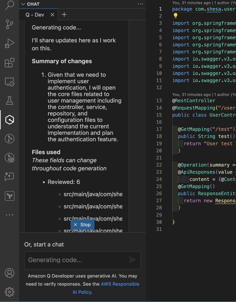 动手亚马逊q开发人员最新功能 -  /dev， /评论， /doc，test， /transform