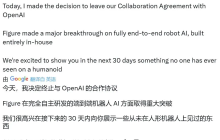 突发！人形机器人Figure宣布与OpenAI终止合作