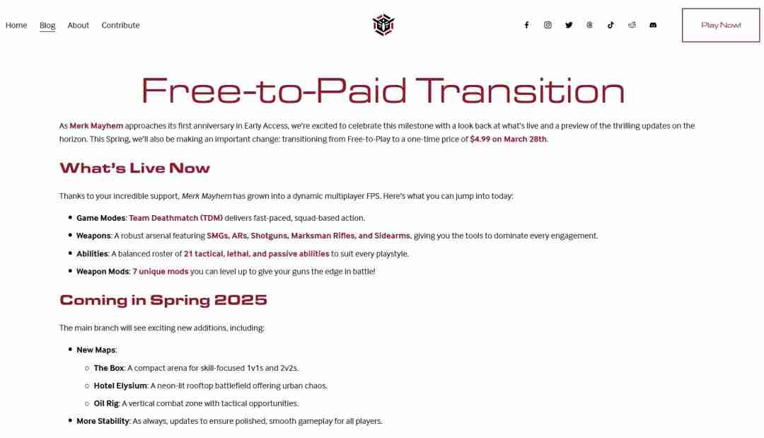 玩家对战第一人称射击游戏《默克尔混乱》即将改为买断制