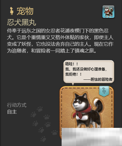 《最终幻想14：水晶世界》忍犬黑丸宠物获得方法