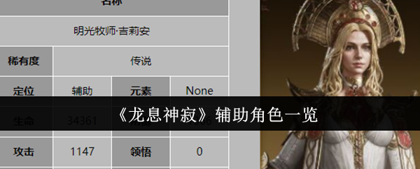 《龙息神寂》辅助角色一览