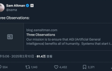 DeepSeek冲击下，奥特曼刚刚给出对AGI的「三个观察」，包括成本速降