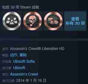 《刺客信条3：解放》Steam版发售11年后 终于有成就了