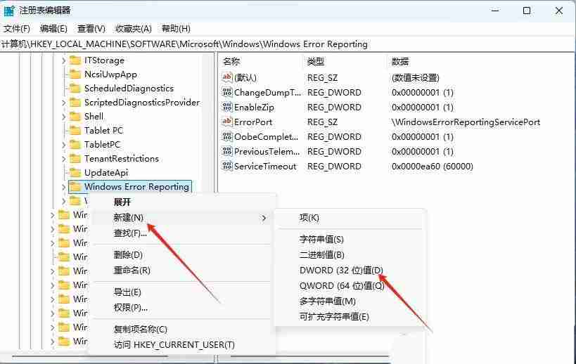 Win11注冊表怎么關閉錯誤報告服務? 禁用Windows錯誤報告的方法