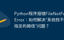 Python程序报错FileNotFoundError：如何解决“系统找不到指定的路径”问题？