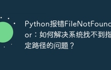 Python报错FileNotFoundError：如何解决系统找不到指定路径的问题？