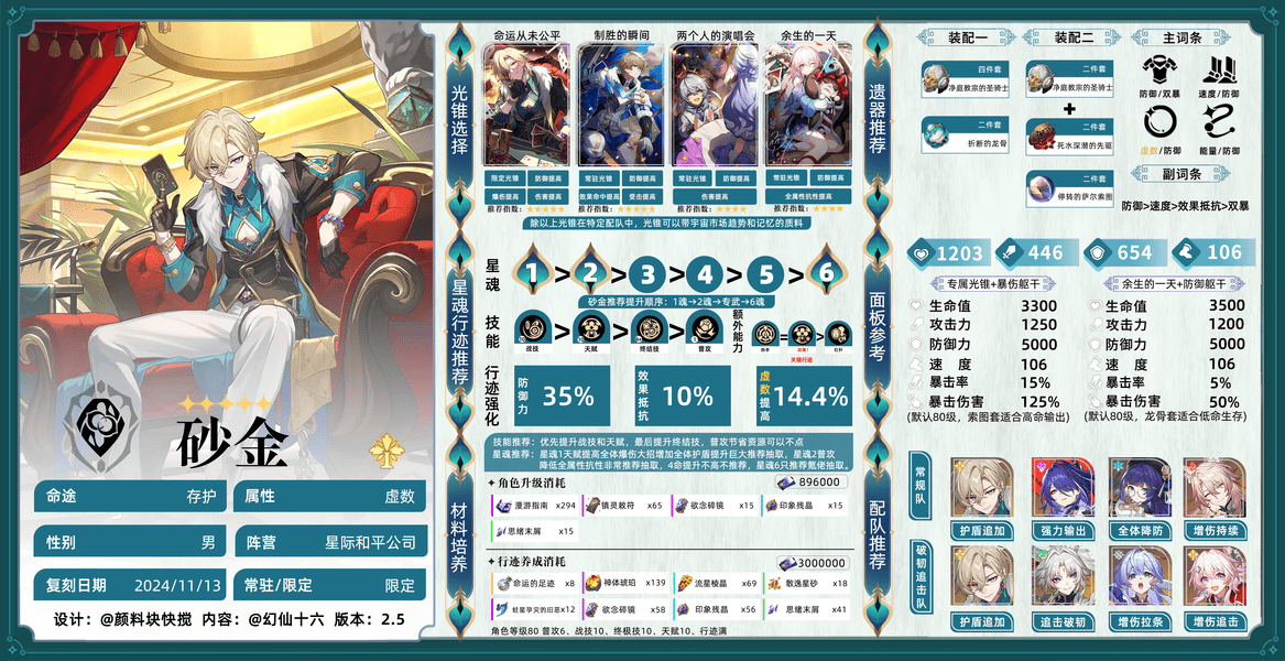 《崩坏星穹铁道》2.6砂金怎么配队 砂金配队攻略