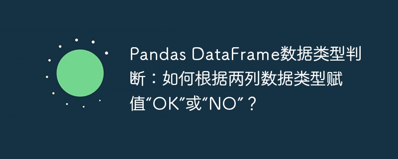 pandas dataframe数据类型判断：如何根据两列数据类型赋值“ok”或“no”？