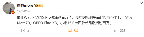 小米15 Pro激活量已过百万!仅4款单品达成此成就