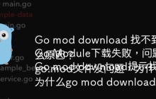 Go mod download 找不到模块版本？如何解决？
Go Module下载失败，问题出在哪里？
Go mod download提示找不到模块，什么原因？
go.mod文件没问题，为什么go mod download仍然失败？
为什么go mod download会下载不到指定的模块版本？
