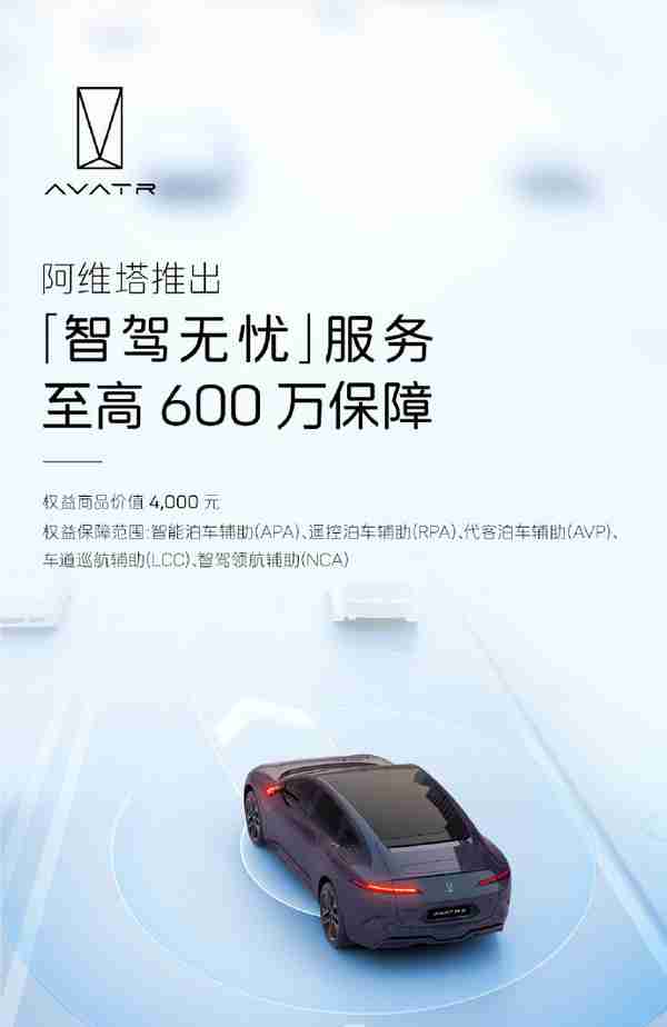 阿维塔推出智驾无忧服务 覆盖五大场景 最高保额600万