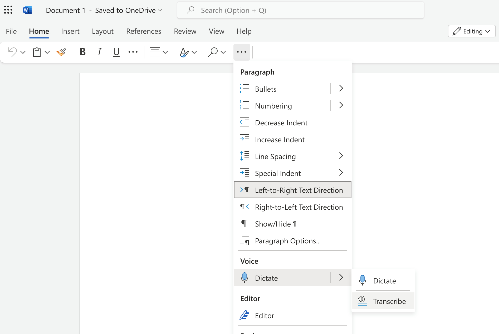 Where to find the hidden transcription tool in microsoft word