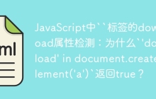 JavaScript中``标签的download属性检测：为什么`'download' in document.createElement('a')`返回true？