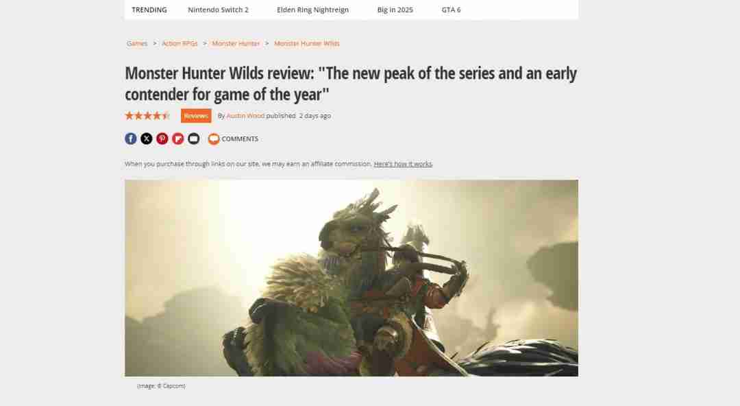 《怪物猎人:荒野》媒体评分汇总 怪猎系列新的巅峰