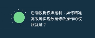 后端数据权限控制：如何精准高效地实现数据修改操作的权限验证？