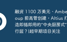 融资 1100 万美元、Amber Group 前高管创建,Altius 打造即插即用的“中央厨房式”执行层?|超早期项目关注