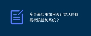 多页面应用如何设计灵活的数据权限控制系统？